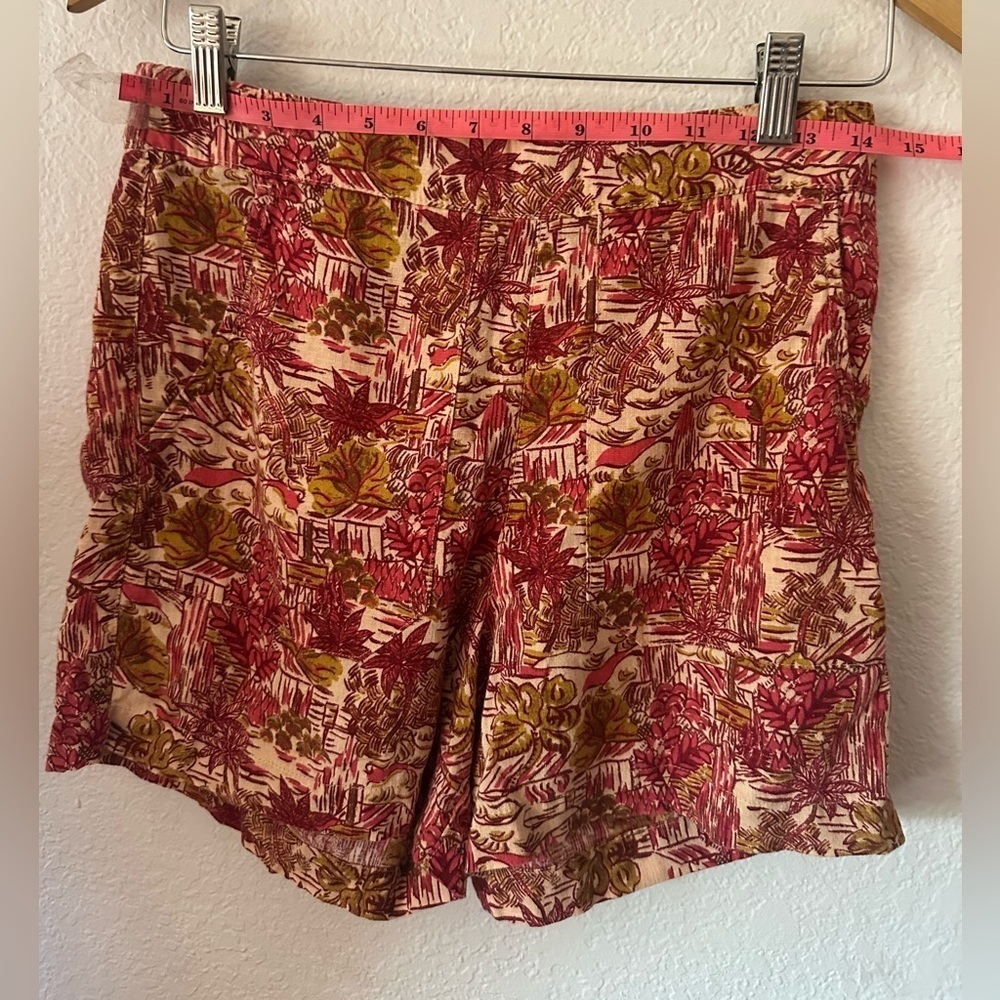 Joie Floral Print Linen Blend Red and Orange shorts - Size Small - Picture 5 of 6